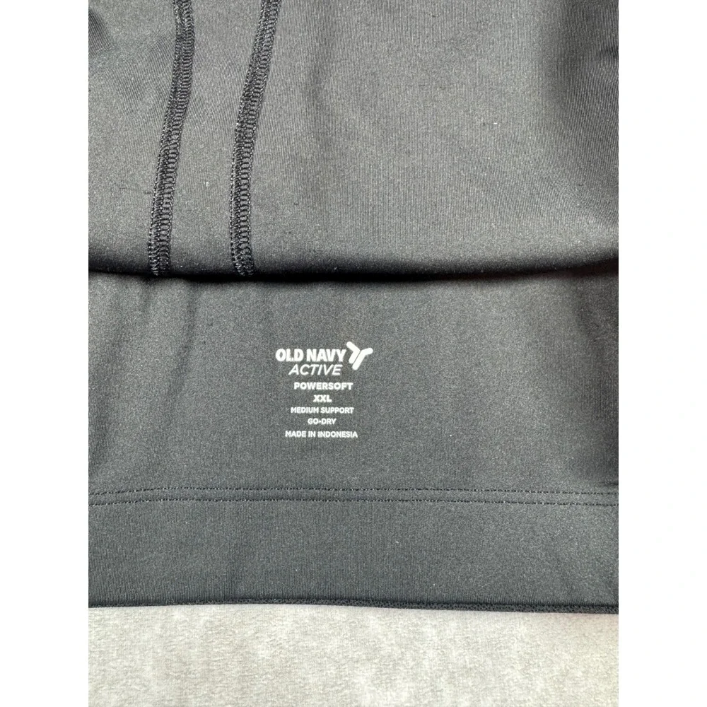 Old Navy Active Powersoft Medium Support Sports Bra Black Foil Metallic XXL